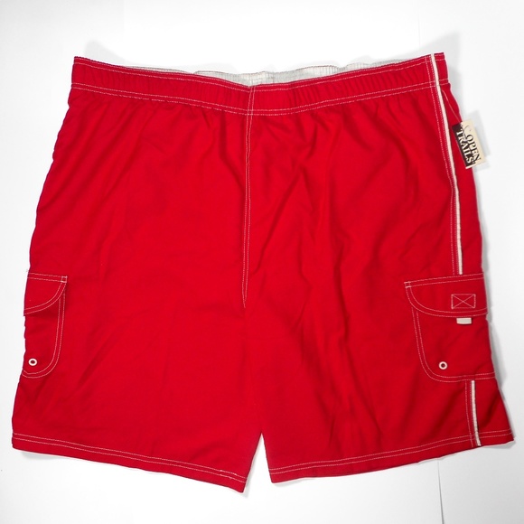 NWT Mens Red Swim Trunks Board Shorts Mesh Liner - Picture 3 of 9